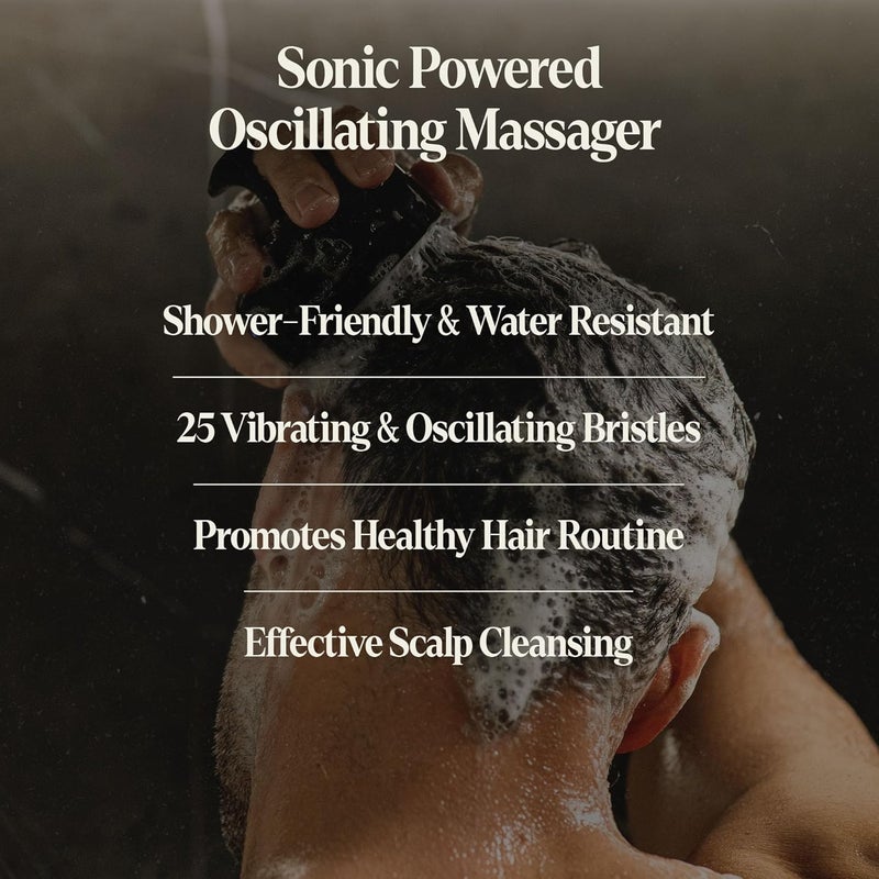 Black Wolf Sonic Scalp Head Massager & 100% Pure Argan Oil Bundle - Hair Care Products for Healthy Looking Hair & Scalp - Men's Shower & Bathroom Essentials Set - Image 3
